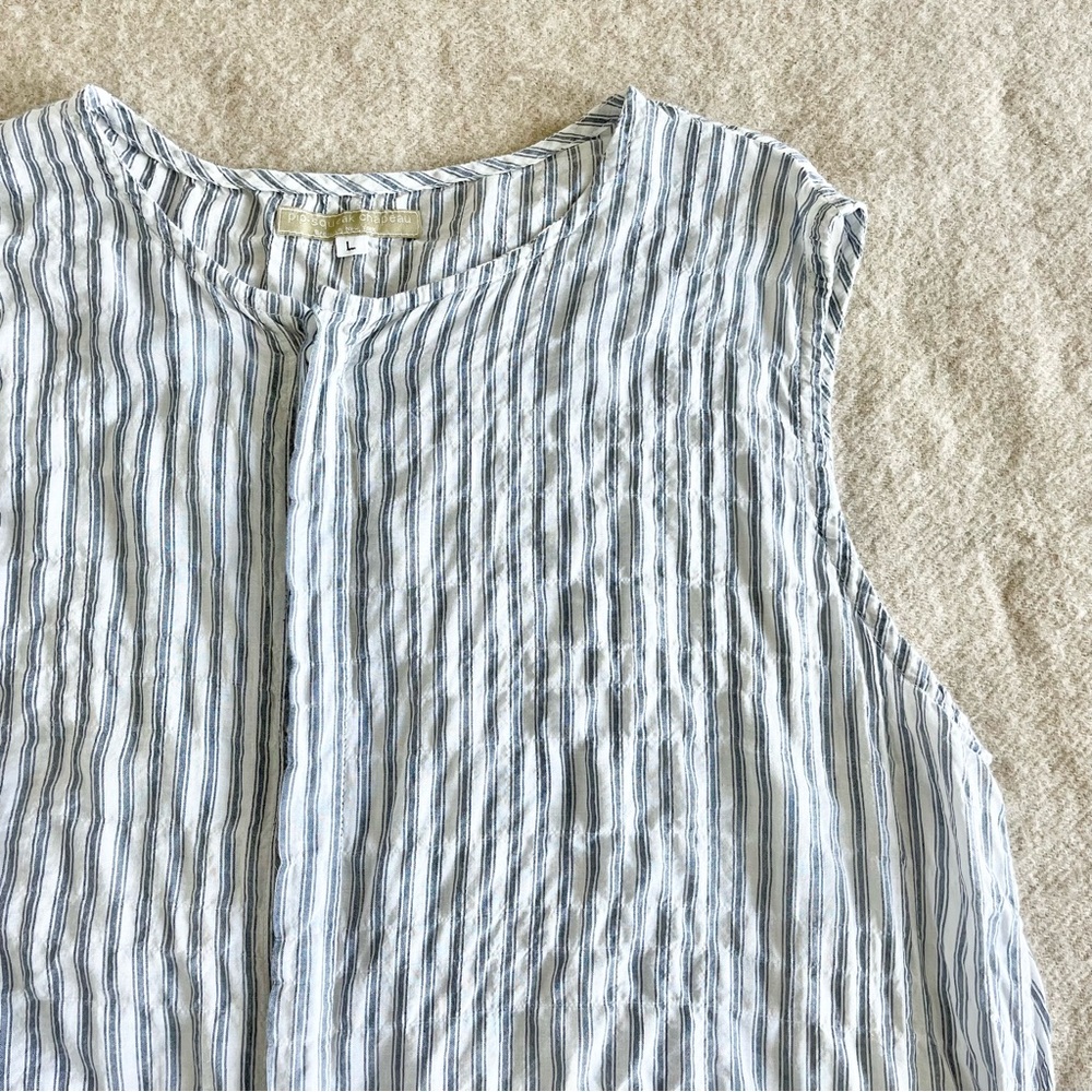 Pip Squeak Chapeau blue stripe crinkle cross front sleeveless top - Picture 3 of 8